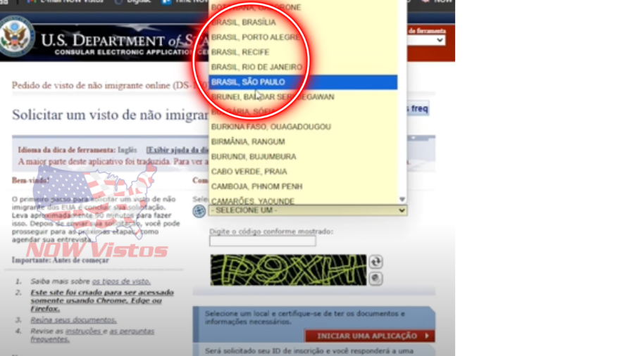 Imagem Páginas DS-160 Atualizadas 2025/////Consulados início com círculo